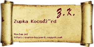 Zupka Kocsárd névjegykártya